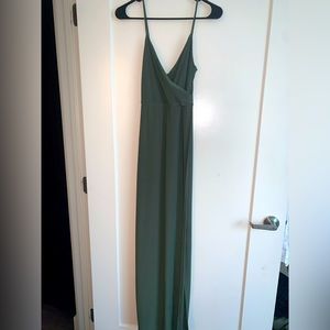 Green maxi dress with spaghetti straps
